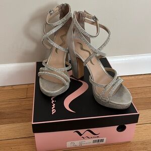 Strappy Silver Nina Heels